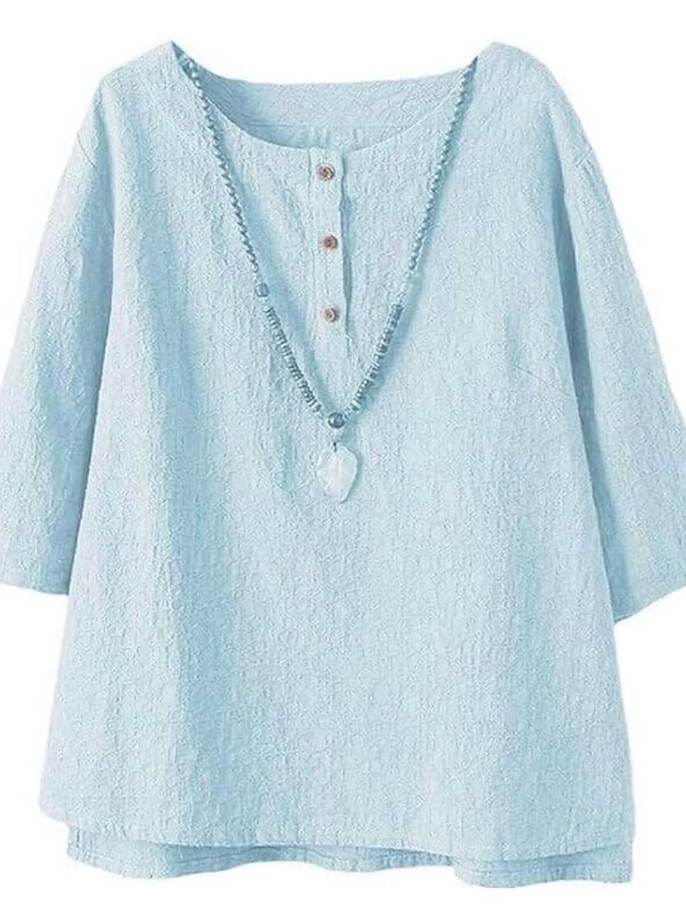 Minibee Women's 3/4 Sleeve Cotton Linen Jacquard
Blouses Top